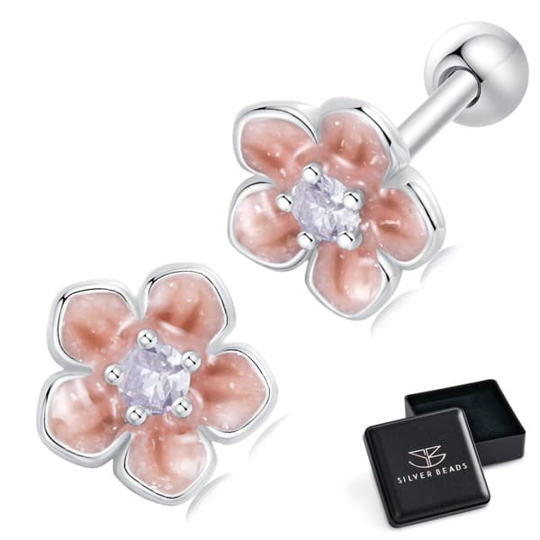 Örhängen med körsbärsblommor, 925 silver