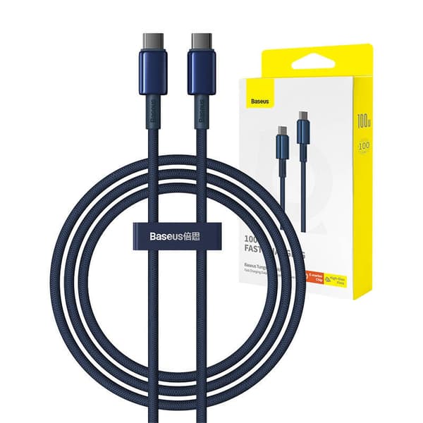 Baseus Tungsten Gold USB-C til USB-C kabel, 100W, 1m (Blå)