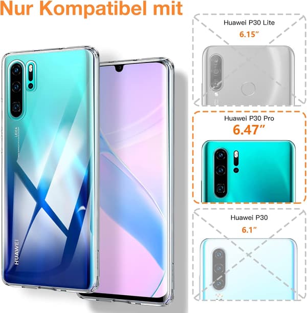 ETUI TIL HUAWEI P30 PRO SILIKONE KLAR RIDEFAST VOG-L09