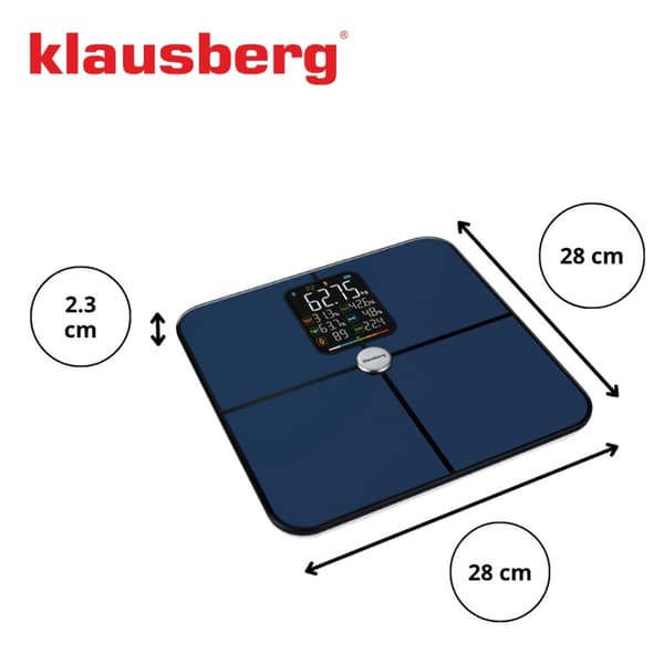 ÄLYKÄS IOS ANDROID ANALYYTTINEN KYLPYHUONEVAAKA KLAUSBERG KB-7940