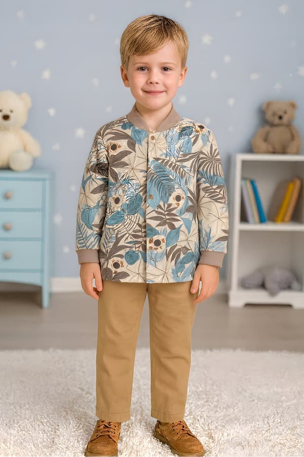Kaftan kaftanik 128 børnebluse med opretstående krave og koalaprint