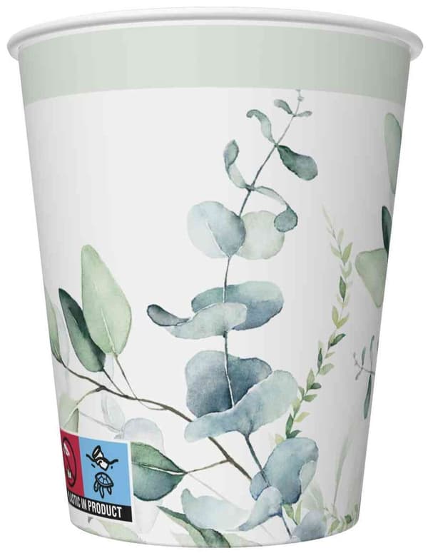 Sæt med tallerkener, kopper og servietter EUCALYPTUS