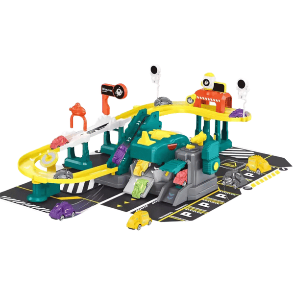 Rumtema parkeringsbane med dinosaurlys og -lyde