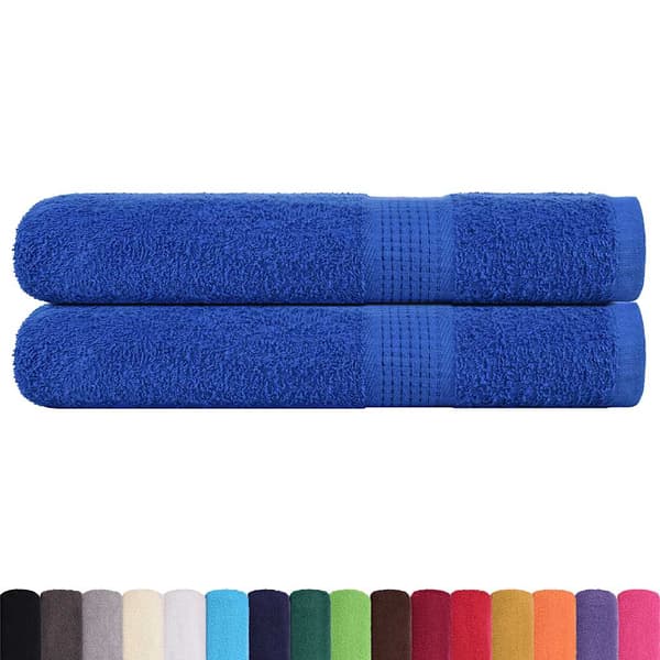 vidaXL Bastuhanddukar, 2 st, blå, 80x200 cm, 100 % bomull