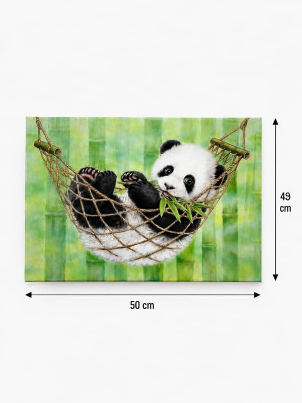 Maleri efter tal med ramme Billeder til maleri - Sød Panda 50x40 cm