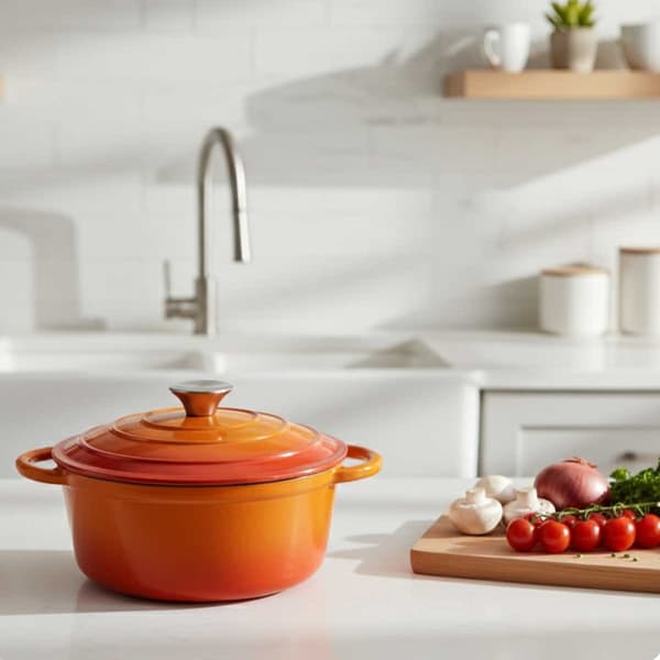 EMALJEREDE STØBEJERNSGRYDE 24CM 4L HAGE ORANGE