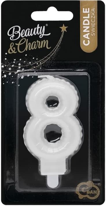 Ljus Nummer 8 ÅTTA Pärlvit 7cm