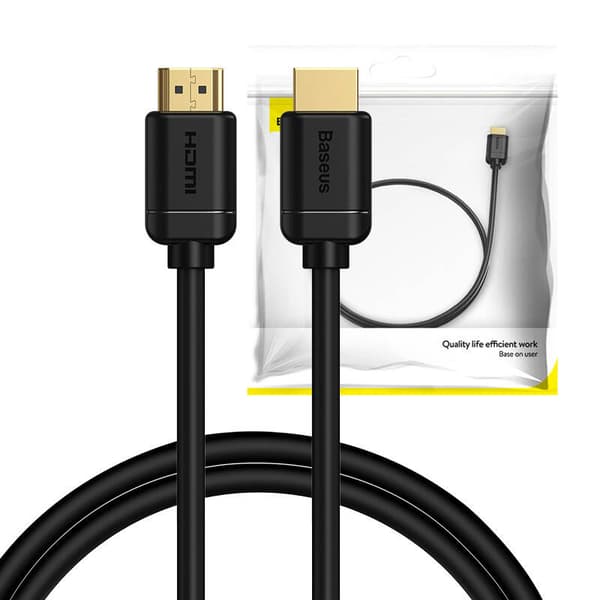 Baseus HDMI 2.0 Kabel, 4K 60Hz, 3D, HDR, 18Gbps, 1m (Sort)