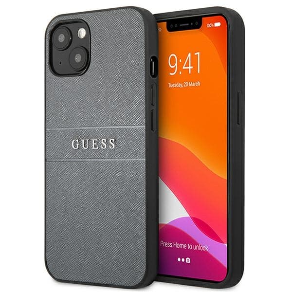 Guess GUHCP13SPSASBGR iPhone 13 mini 5.4 harmaa/harmaa Saffiano-ranneke