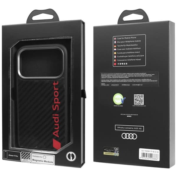 Audi R8 MagSafe-cover i kulfiber til iPhone 17 Pro - sort