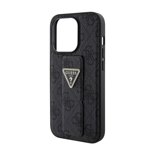Guess Grip Stand 4G Triangle Strass Logo - iPhone 15 Pro Max cover (sort)