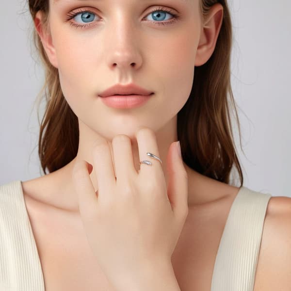 Silver justerbar ring CRISTAL TEARFLOWER 925 silver