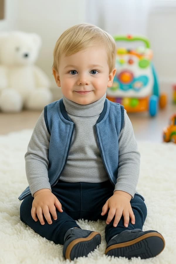 Barn varm höghalsad tröja 92 gråmelerad