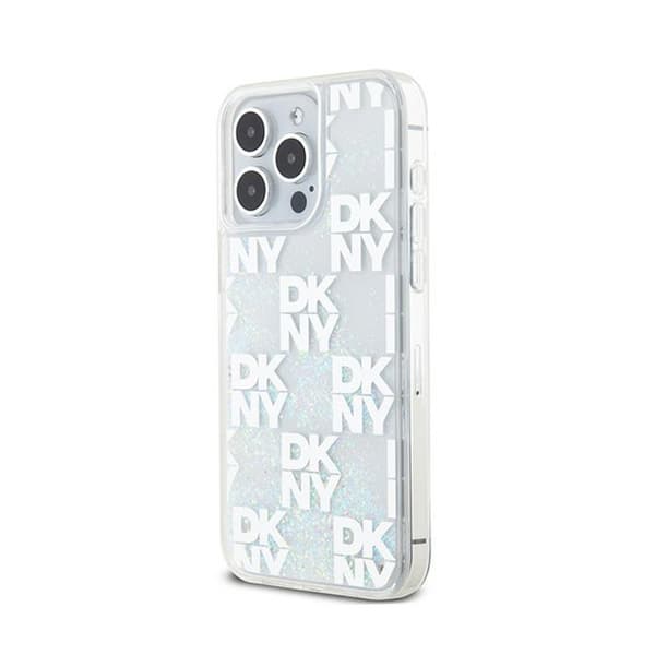 DKNY Liquid Glitter Multilogo - iPhone 15 Pro Max-skal (vitt)