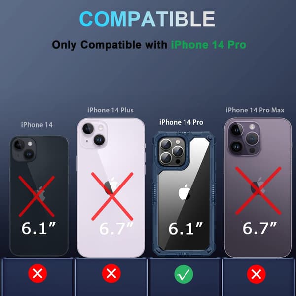 TRANSPARENT SKAL TILL IPHONE 14 PRO 6,1' STARK RAM MARINBLÅ