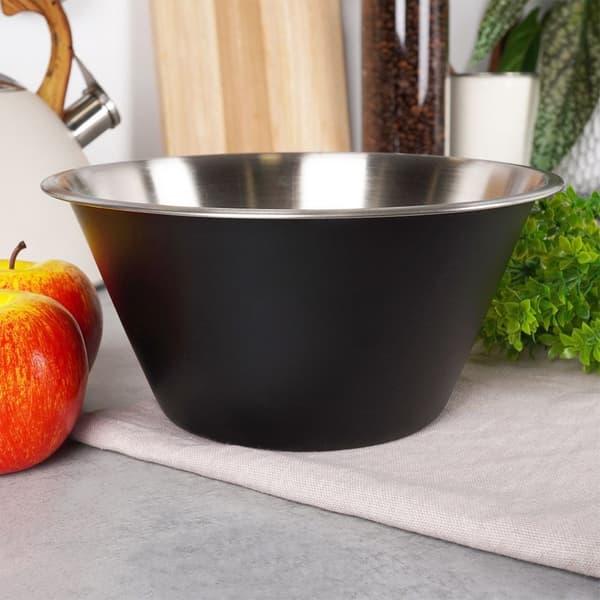 Stålkøkkenskål sort 22 cm, 2 l