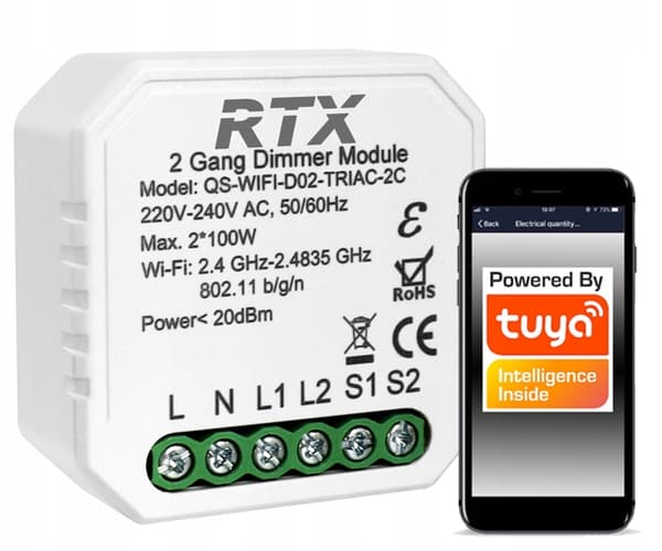 TUYA 2-kreds WiFi indbygget lysdæmper
