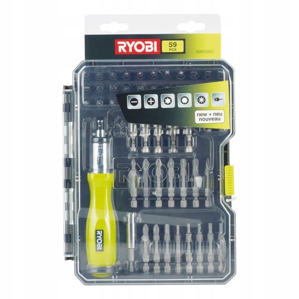 RYOBI Lisävarustesarja ruuvimeisselillä 59 osaa RAK59SD