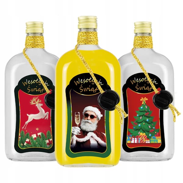 10x Klassiska 500ml premiumglasflaskor dekorerade för jullikörer