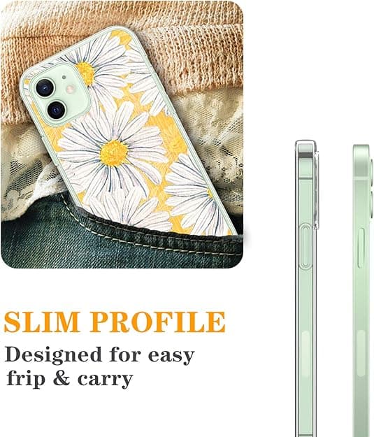 ETUI TIL APPLE IPHONE 12 MINI GUL MARGUETTEBLOMST HØJ BESKYTTELSE