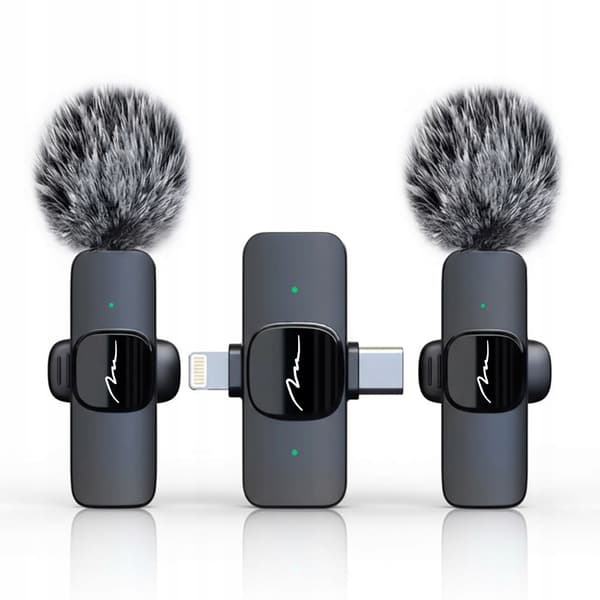 MICRO-MIC DUO - 2x Trådlös kragmikrofon (set), med klipp, iOS & Android (OTG), mini, superkänslig USB-C & LIGHTNING