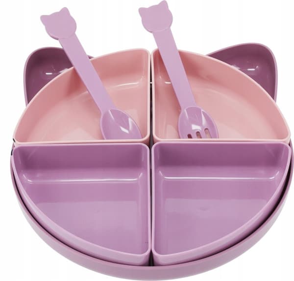 Barnmatsset, rund plasttallrik och bestick, 1 st.