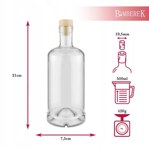 TADEK FLASKA 500ml GLASFLASKOR FÖR PRESENTLIKÖRER MOONLIGHT LIKÖR 0,5l
