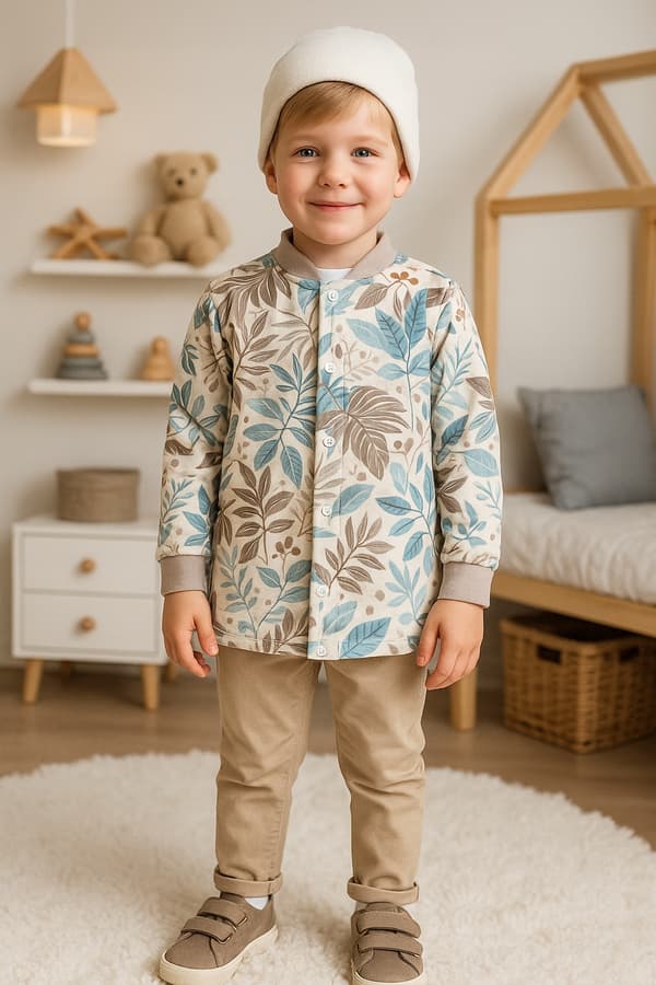 Kaftan 104 barnblus med ståkrage och koalaprint