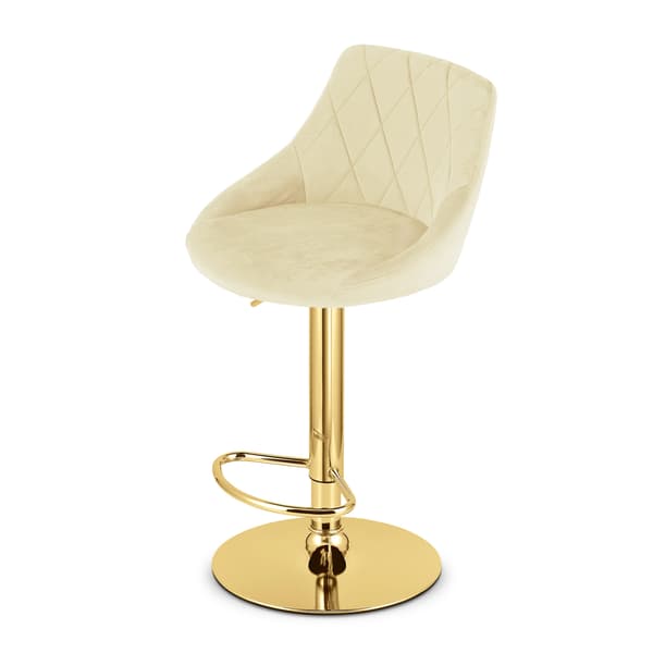 KAST skammel - beige velour / guld base x 2