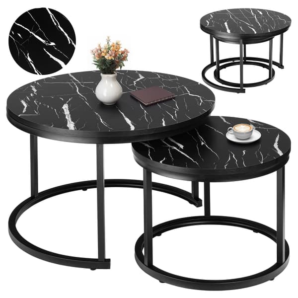 Kahden Galen Black Marble -parvipöydän setti