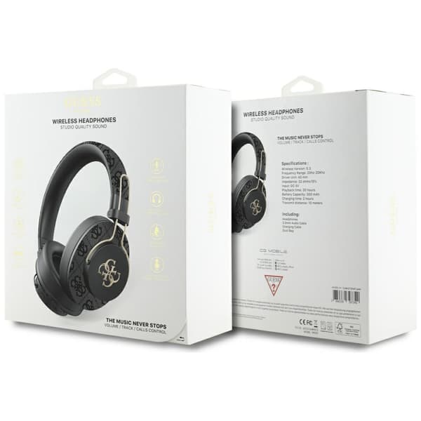 Guess Bluetooth ENC Metal 4G Logo Sorte Over-Ear Hovedtelefoner