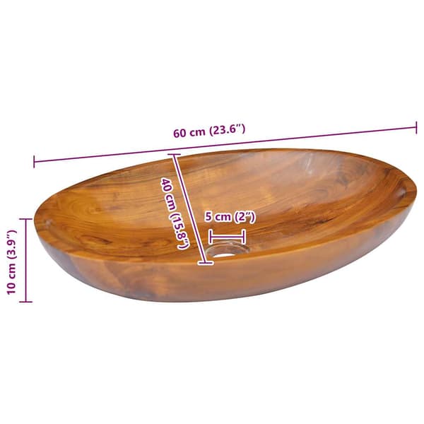 vidaXL Handfat i teak 60x40x10 cm