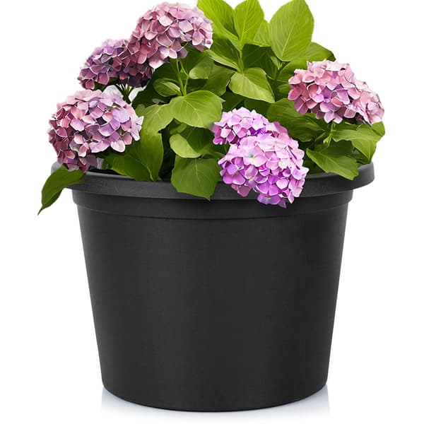 pyöreä musta muovinen puutarharuuku 34 cm
