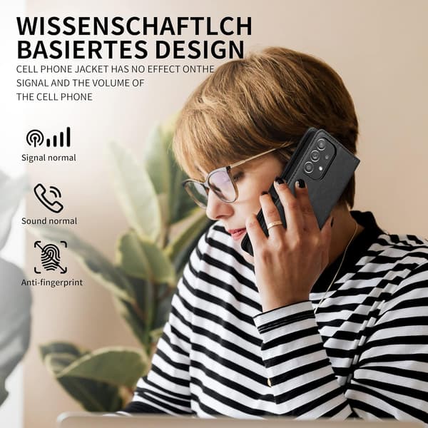 Flip-etui til SAMSUNG GALAXY A53 5G PU-læderetui, sort, elegant