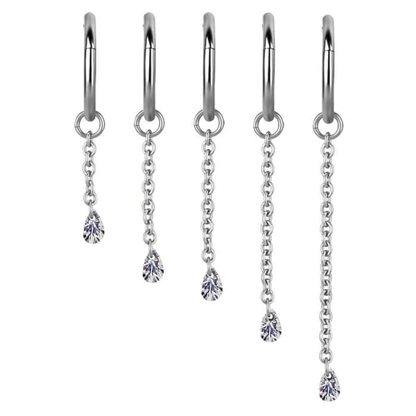 Berlockkedja med vit zirkon - silver - D-074 30 mm