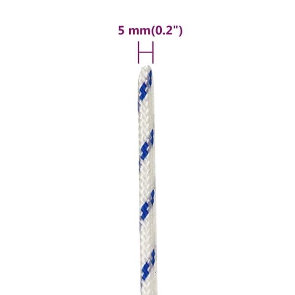 vidaXL Segelrep, Vit, 5 mm, 25 m, Polypropylen