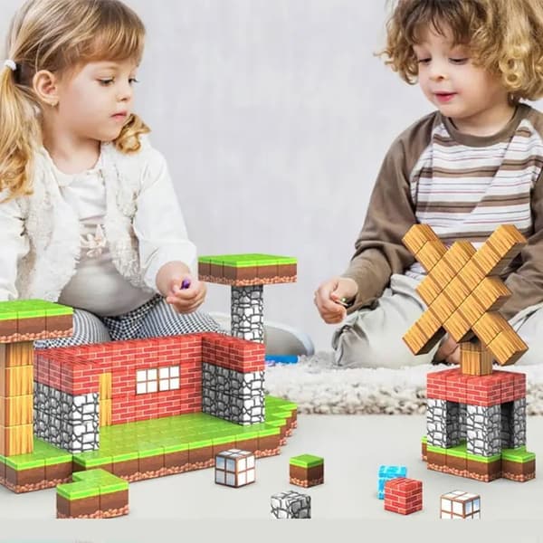 Minecraft Magnetiska Block 200 Bitar - 8 Starka Magneter, Superkvalitet!!