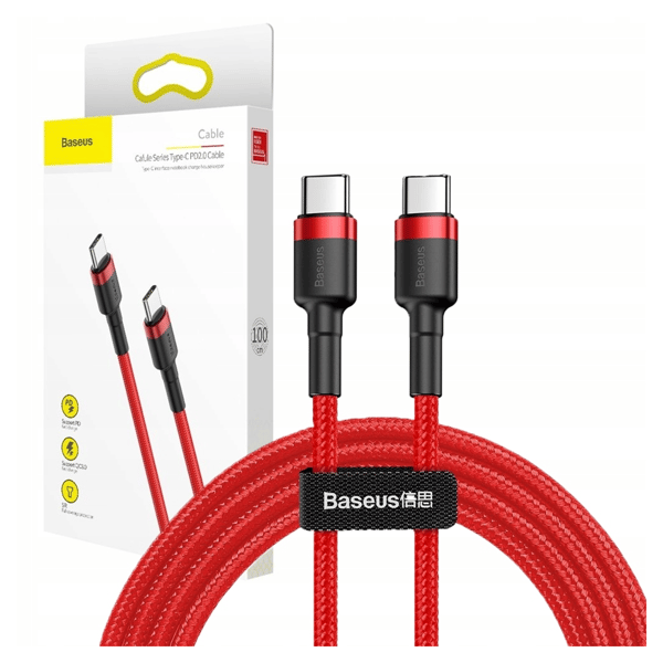 Baseus Cafule PD 2.0 QC 3.0 60W USB-C - USB-C PD -kaapeli 1m (punainen)
