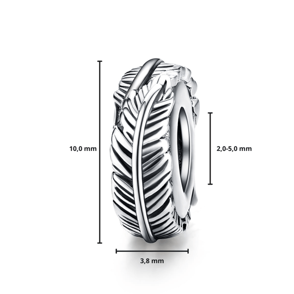 Silverstopp fjäderberlock modulär pärla silver 925
