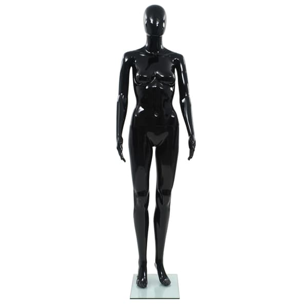 vidaXL Damskyltdocka med glasbas glansig svart 175 cm