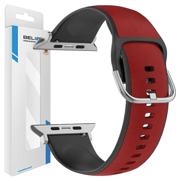Beline Apple Watch Silikone Læderrem 38/40/41mm Rød-Sort/Rød-Sort Æske