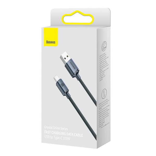 Baseus Crystal Shine USB-C-kaapeli, 100W, 1.2m (musta)