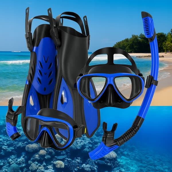 Snorkelset med mask rör och fenor för simning storlek 38-42