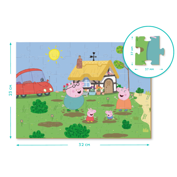 Peppa Pig 2-i-1 pussel 60 bitar och målarsida