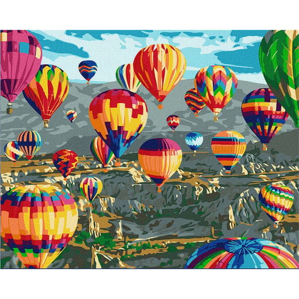 MALING EFTER TAL MED RAMME Billeder til maleri - Ballonhimmel 50x40 cm