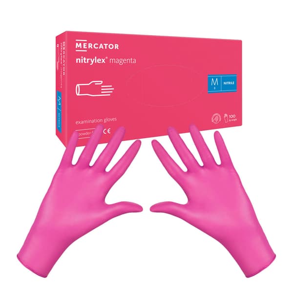 Nitriilikäsineet M pinkki Mercator Nitrylex Magenta 100 kpl