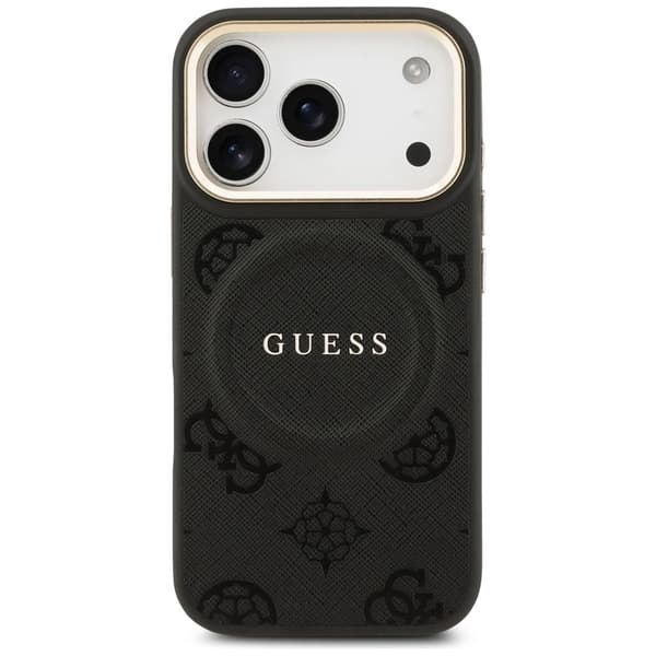 Guess Peony Hot Stamp MagSafe -kotelo iPhone 17 Prolle - musta