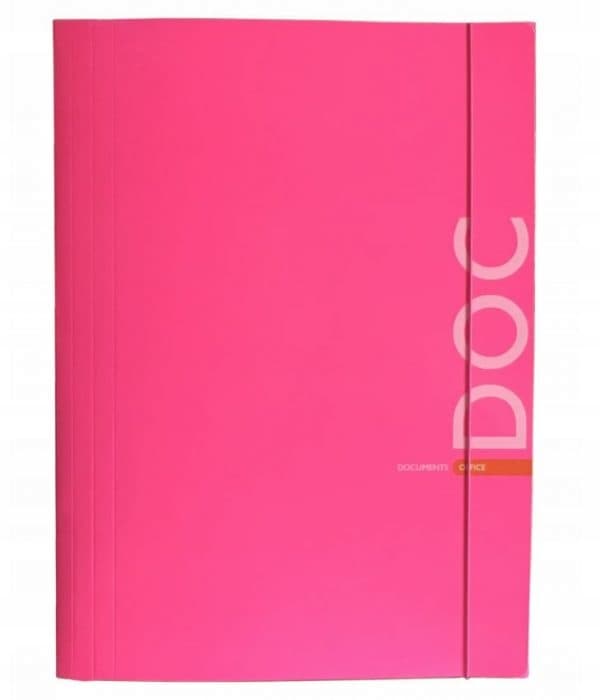 Neon pink A4-mappe med elastik