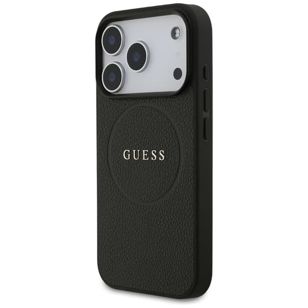 Guess Grained Ring MagSafe - iPhone 17 Pro-skal (svart)
