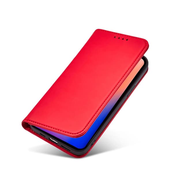 Magnetkortsfodral för iPhone 12 Pro Max plånbok korthållare stativ röd